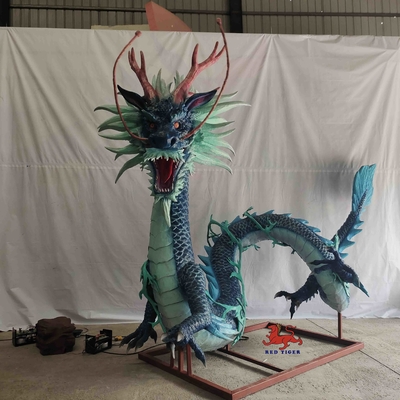Lebendige solide realistische Animatronic Tier-chinesische Fabelwesen-grüner Drache