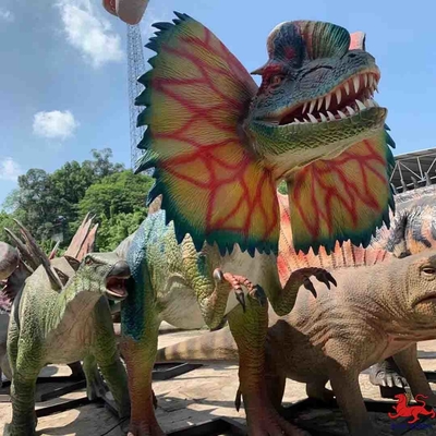 Good price Freizeitpark-Ausrüstung Realistische animatronische Dinosaurier-Modell-Dilophosaurus-Statue Online